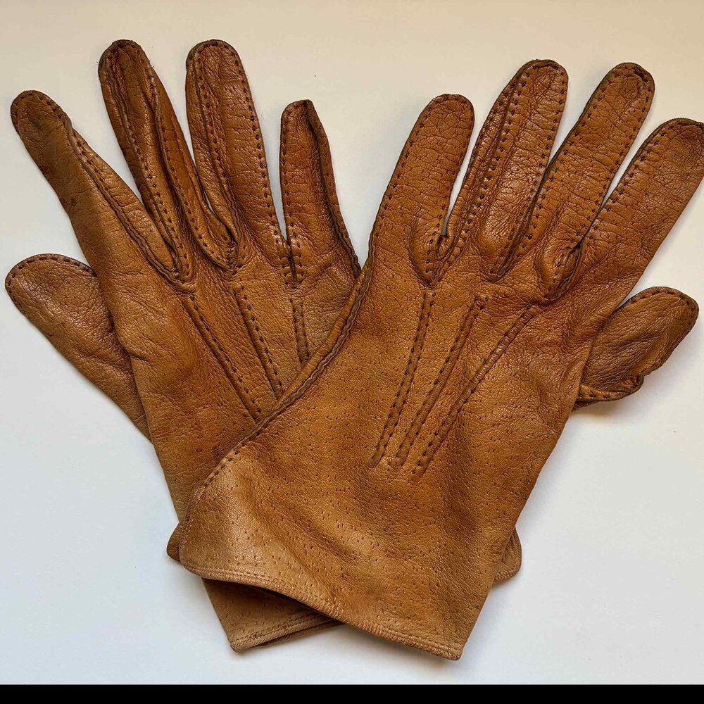 Vintage Unlined, Hand Stitched Buttery Gloves
